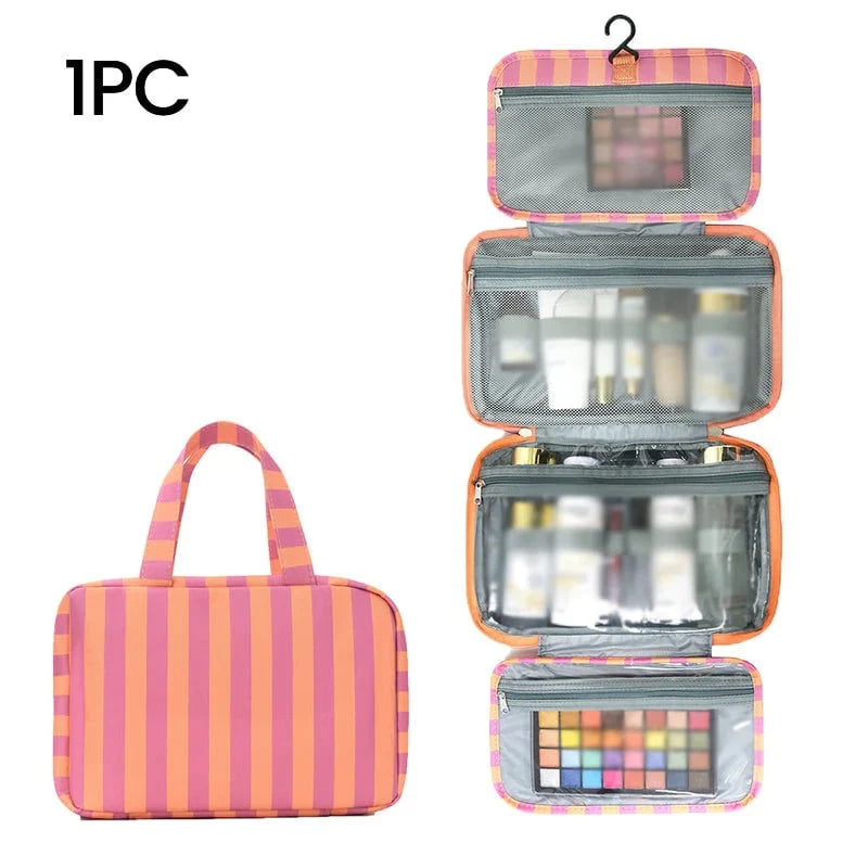 Space-Saving Striped hanging travel toiletry bag for Organized Storage