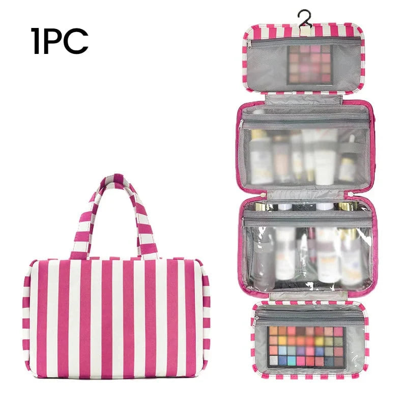 Space-Saving Striped hanging travel toiletry bag for Organized Storage