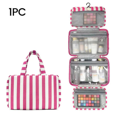 Space-Saving Striped hanging travel toiletry bag for Organized Storage