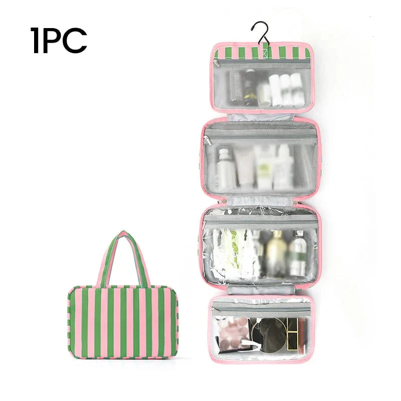 Space-Saving Striped hanging travel toiletry bag for Organized Storage