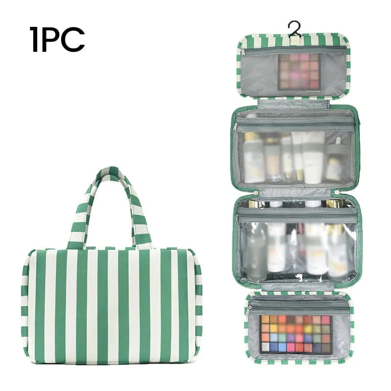 Space-Saving Striped hanging travel toiletry bag for Organized Storage