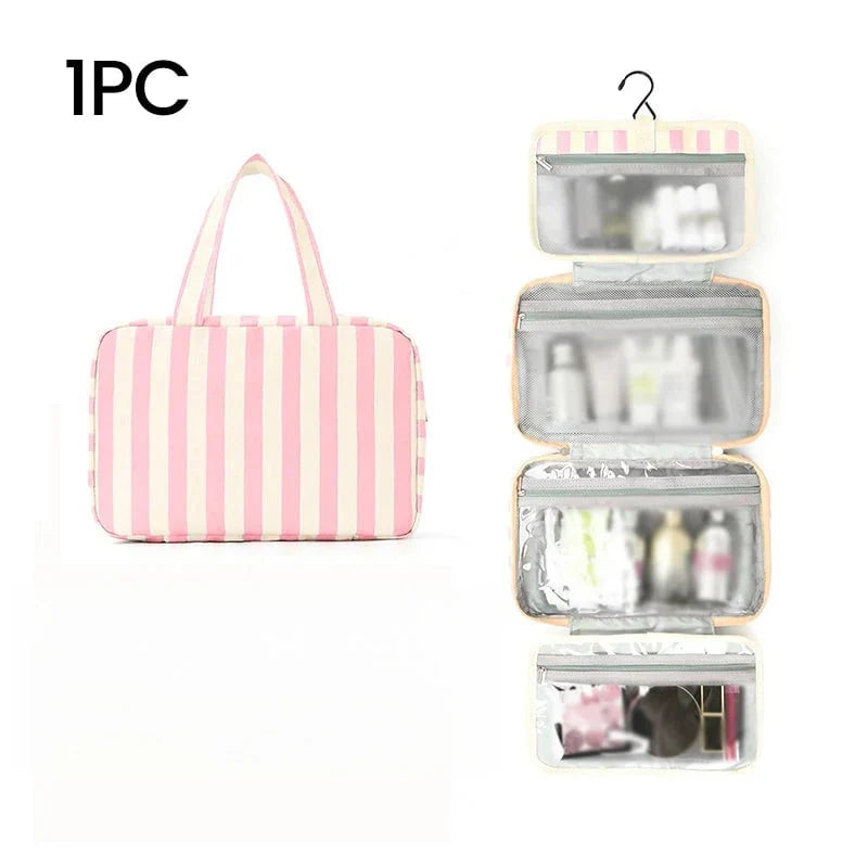 Space-Saving Striped hanging travel toiletry bag for Organized Storage