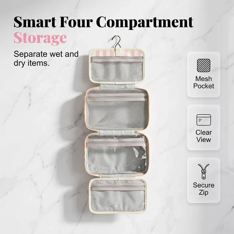 Space-Saving Striped hanging travel toiletry bag for Organized Storage