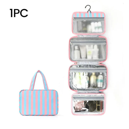 Space-Saving Striped hanging travel toiletry bag for Organized Storage