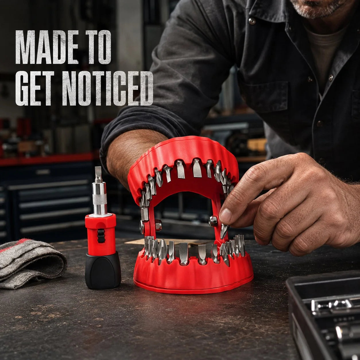 28-Piece Driver Bit Kit in a Tooth-Shaped Desktop Holder