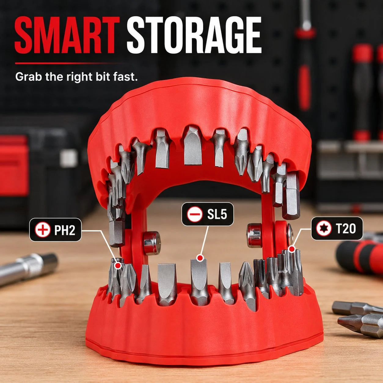 28-Piece Driver Bit Kit in a Tooth-Shaped Desktop Holder