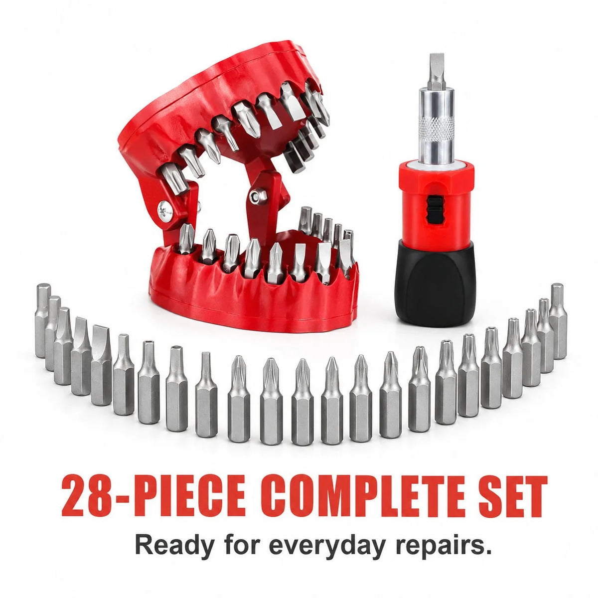 28-Piece Driver Bit Kit in a Tooth-Shaped Desktop Holder