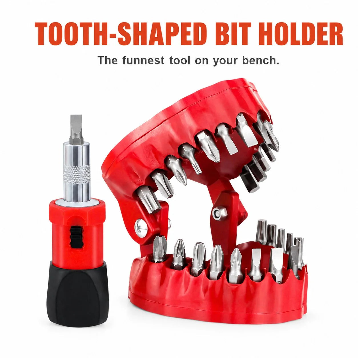 28-Piece Driver Bit Kit in a Tooth-Shaped Desktop Holder