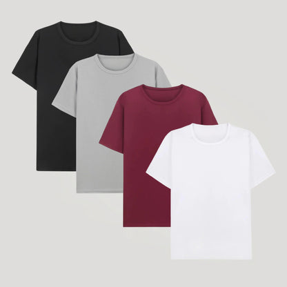 Men's Short-Sleeve Crew-Neck T-Shirt Set in a Versatile 4-Pack