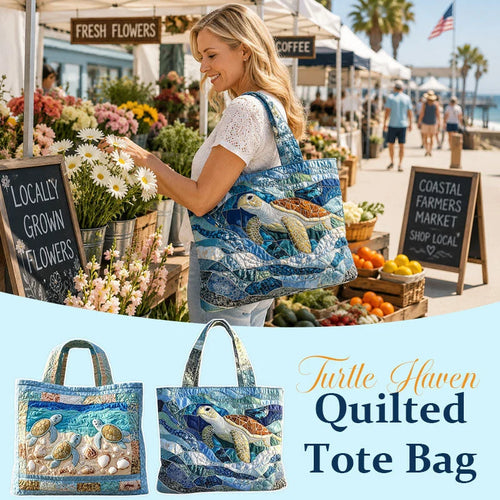 Space-Saving Turtle Haven Quilted Tote Bag for Tidy Storage