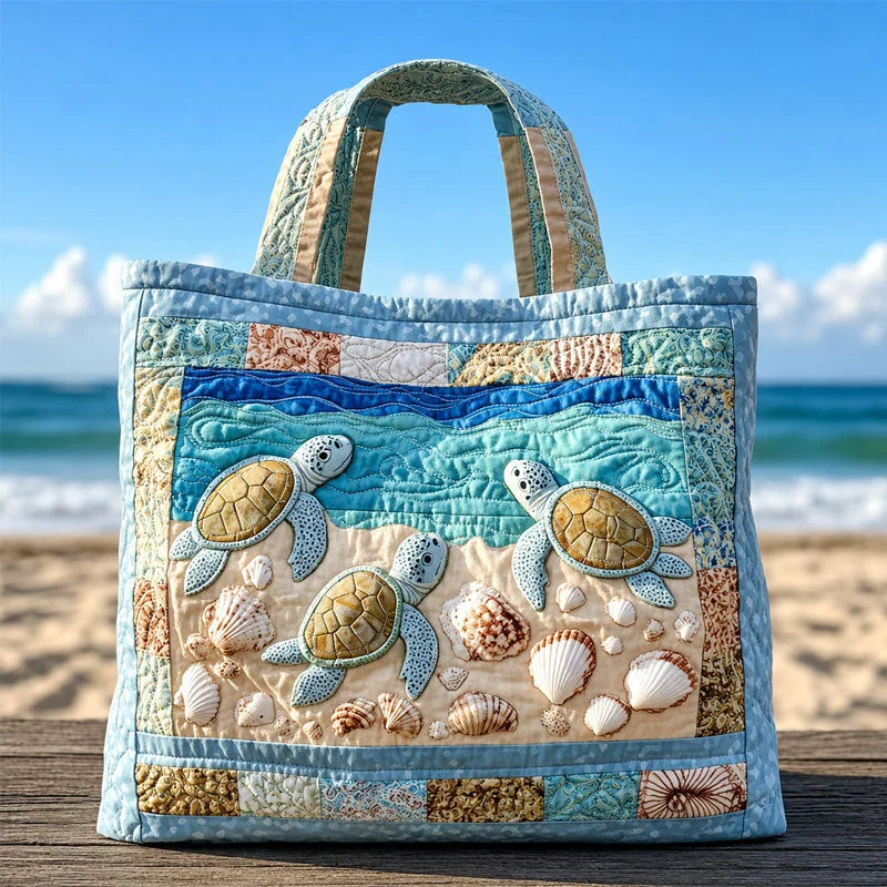 Space-Saving Turtle Haven Quilted Tote Bag for Tidy Storage