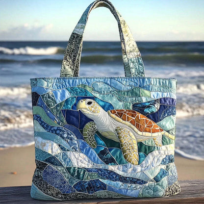 Space-Saving Turtle Haven Quilted Tote Bag for Tidy Storage
