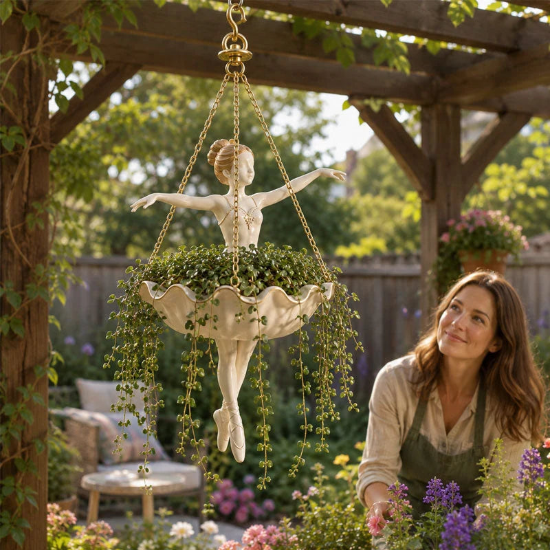 Outdoor Ballet Dancer Hanging Planter for Garden Display
