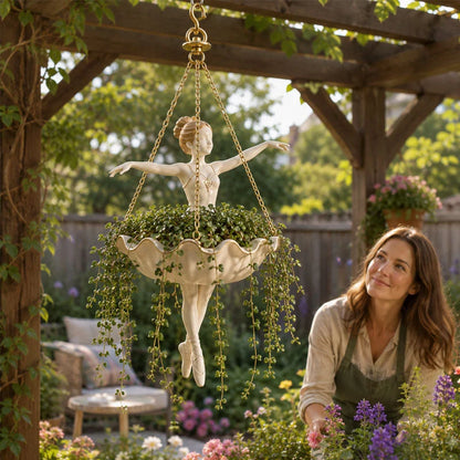 Outdoor Ballet Dancer Hanging Planter for Garden Display