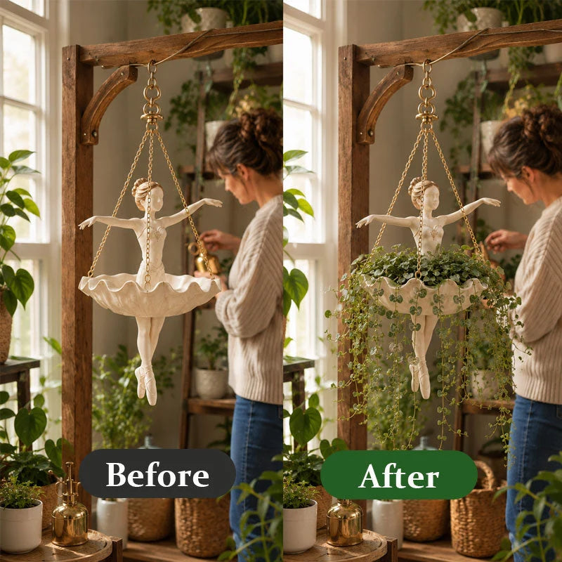 Outdoor Ballet Dancer Hanging Planter for Garden Display