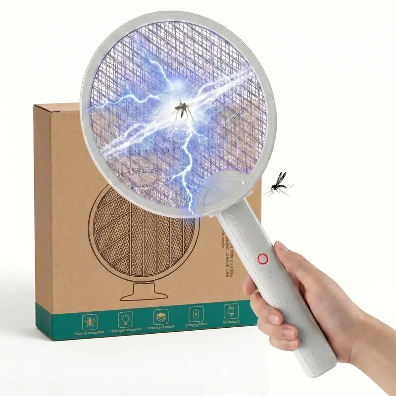 Purpose-Built Foldable Electric Fly Swatter Racket 3000V – USB