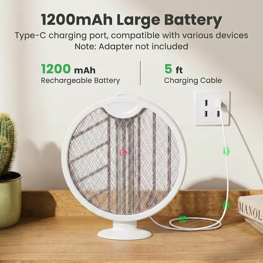 Purpose-Built Foldable Electric Fly Swatter Racket 3000V – USB