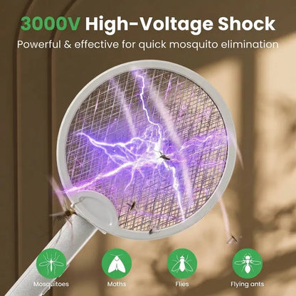 Purpose-Built Foldable Electric Fly Swatter Racket 3000V – USB