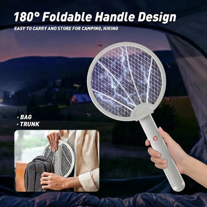 Purpose-Built Foldable Electric Fly Swatter Racket 3000V – USB