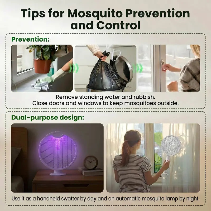 Purpose-Built Foldable Electric Fly Swatter Racket 3000V – USB