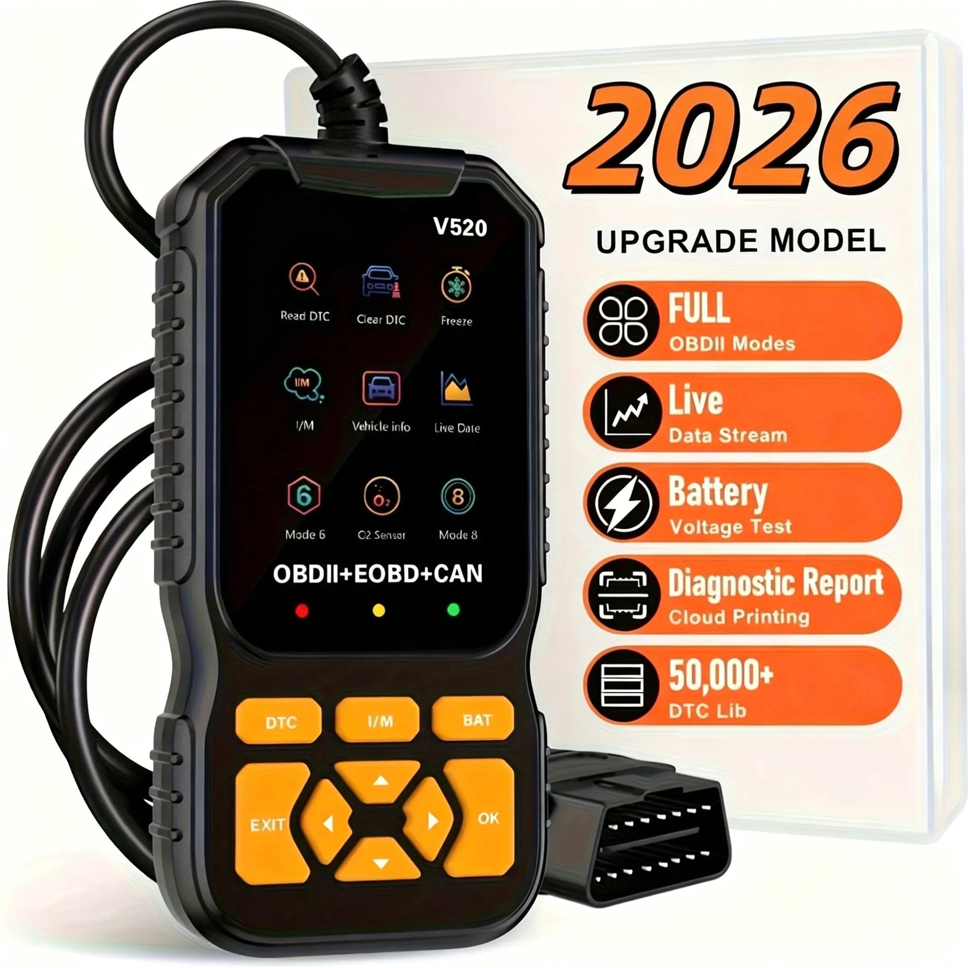 Vehicle-Ready TYIIPLUS V520 OBD2 Scanner Car Diagnostic Tool, Code