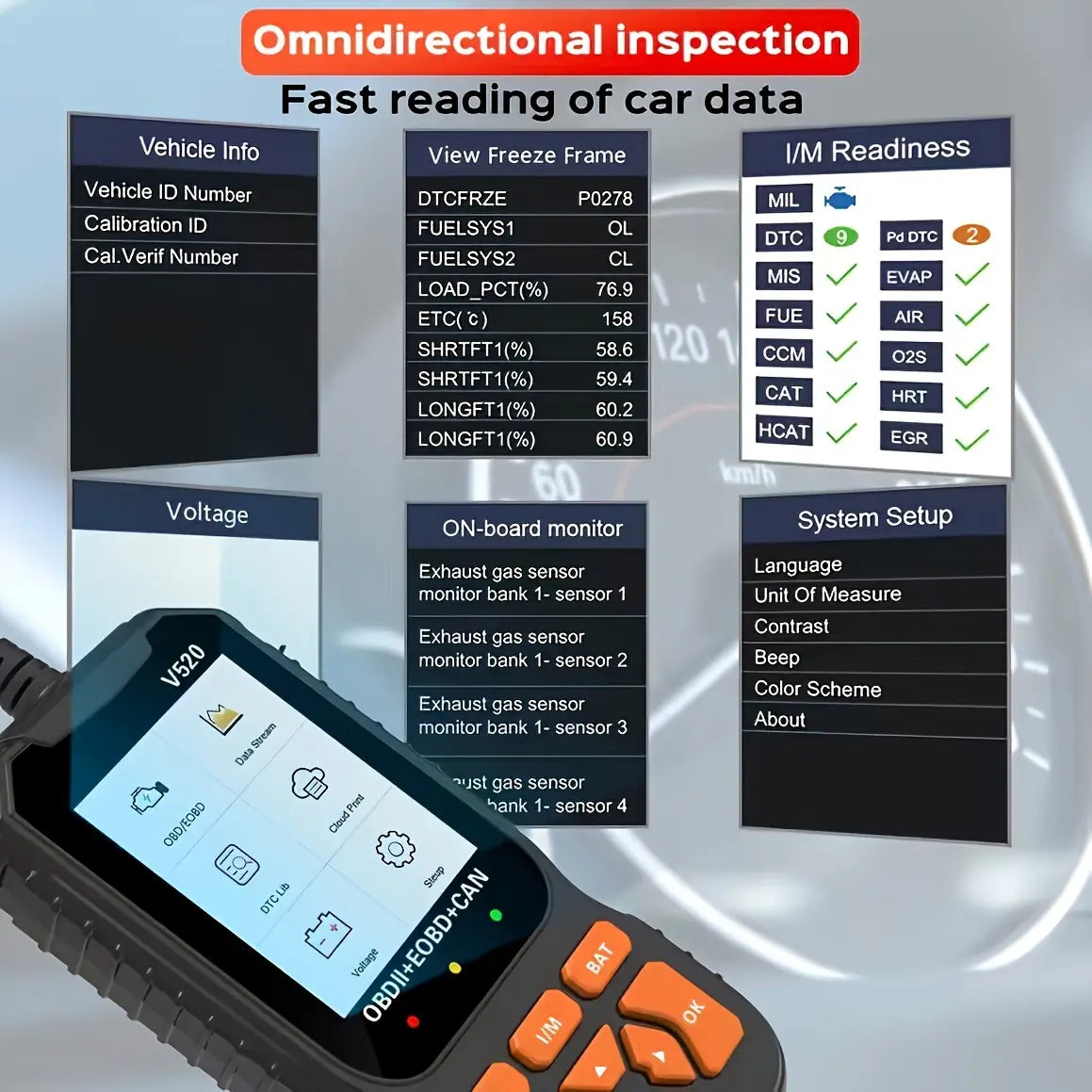 Vehicle-Ready TYIIPLUS V520 OBD2 Scanner Car Diagnostic Tool, Code