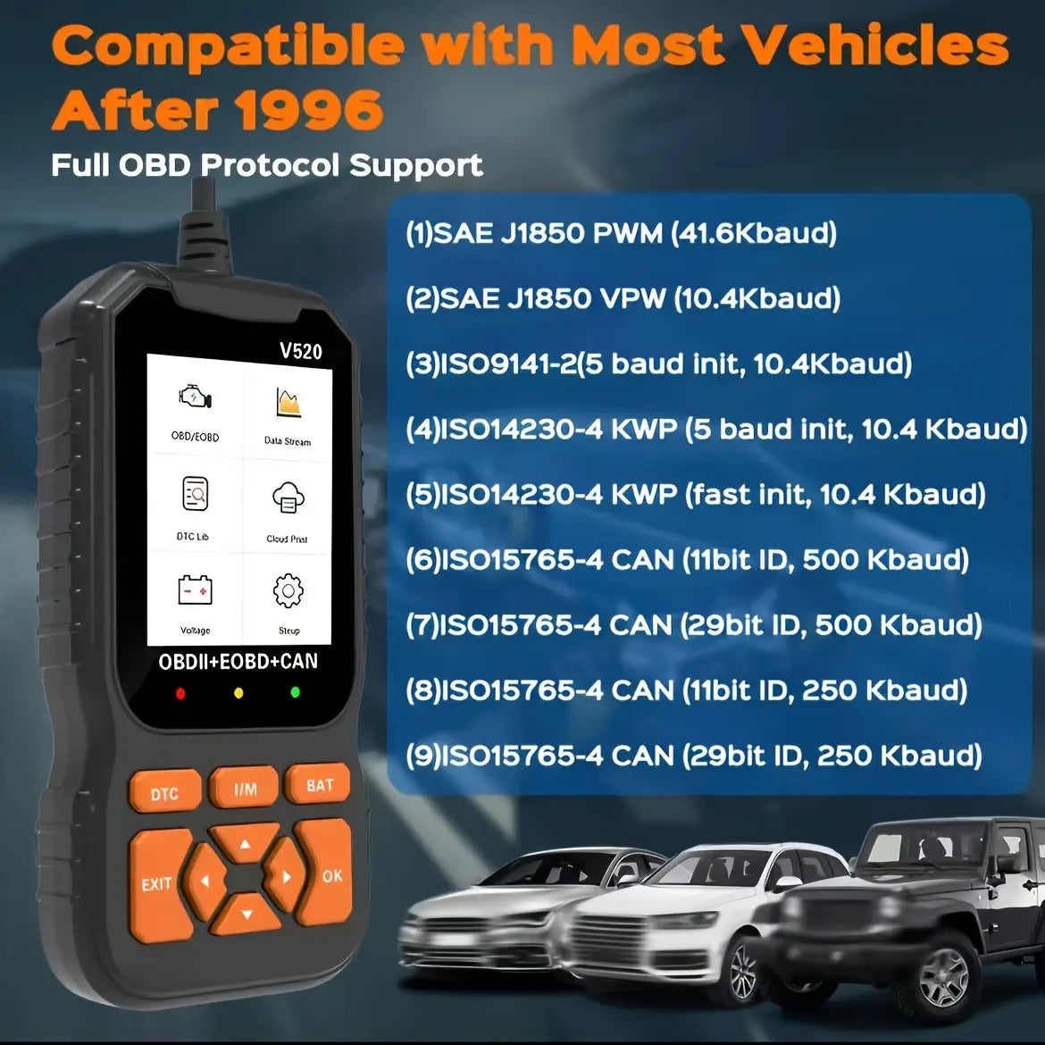 Vehicle-Ready TYIIPLUS V520 OBD2 Scanner Car Diagnostic Tool, Code