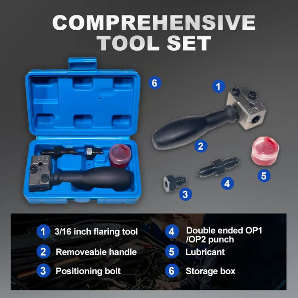 3/16-Inch Brake Line Flaring Tool Kit with Portable Case