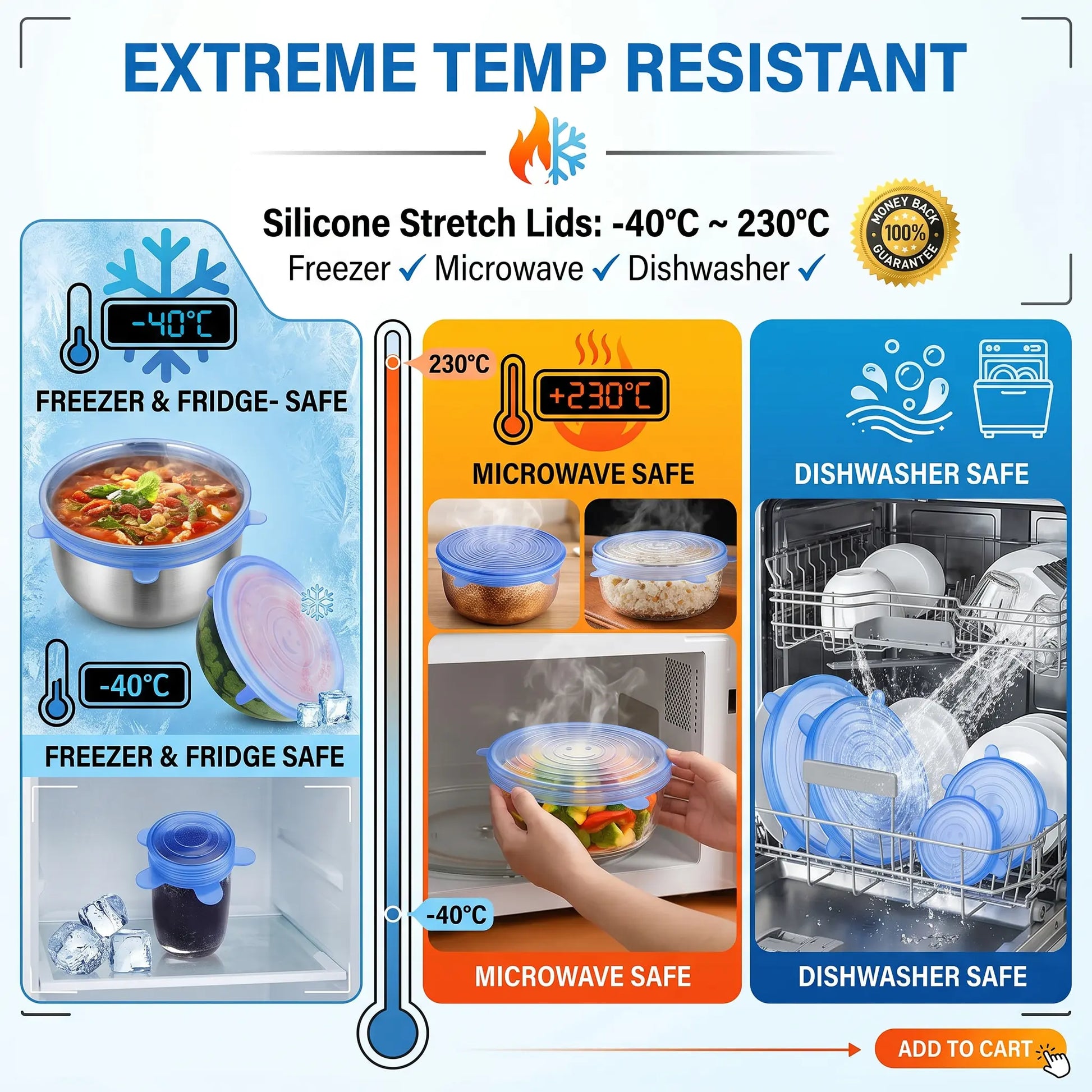 Practical Universal Reusable Silicone Lids – 6-Pack Self-Sealing Food
