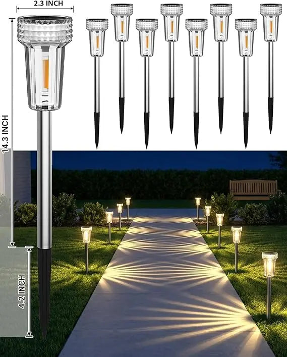 Outdoor Solar Pathway Lights with 360° Starburst Glow