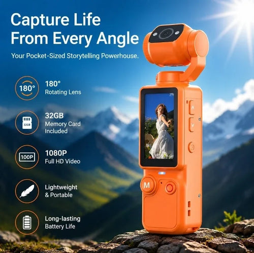 Purpose-Built Upgraded Vlogging Camera – 180° Rotating Lens