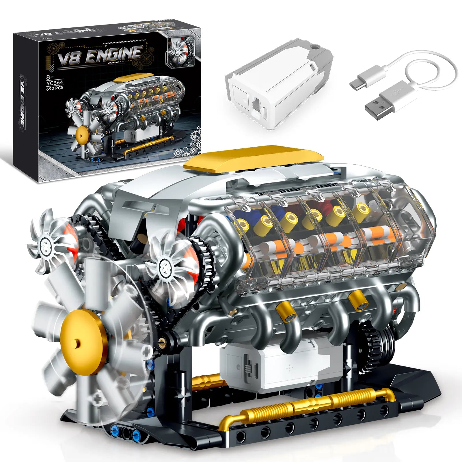 Vehicle-Ready V8 Engine Model Kit – 1:1 Scale DIY Mechanical Building