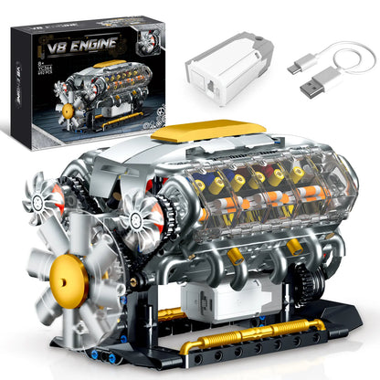 Vehicle-Ready V8 Engine Model Kit – 1:1 Scale DIY Mechanical Building