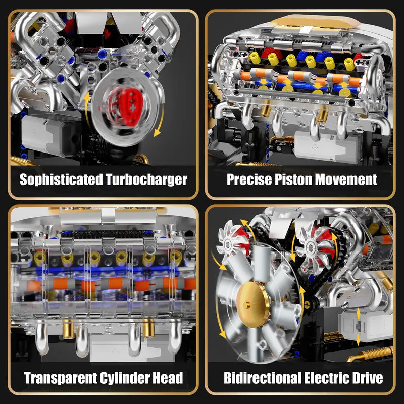 Vehicle-Ready V8 Engine Model Kit – 1:1 Scale DIY Mechanical Building