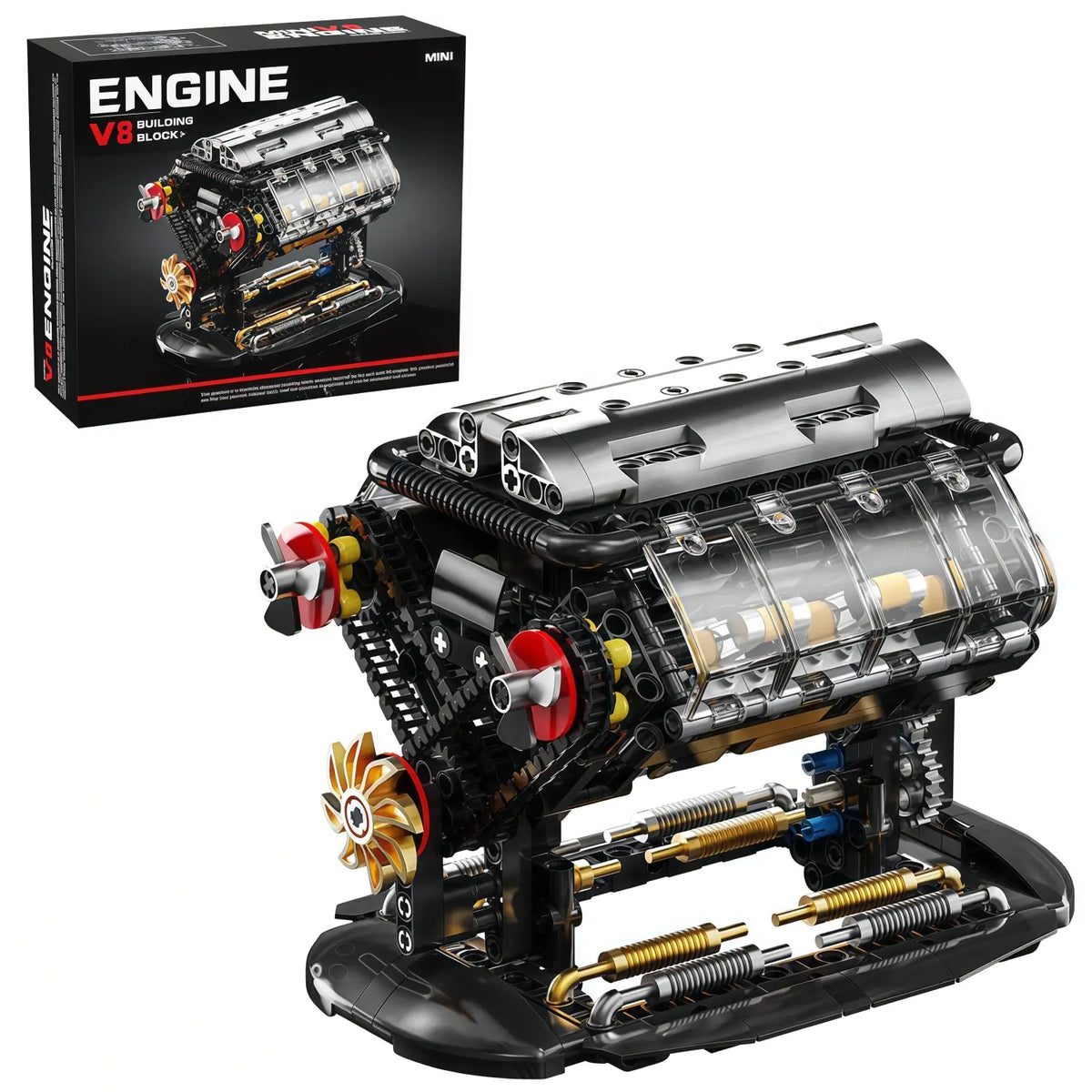 Vehicle-Ready V8 Engine Model Kit – 1:1 Scale DIY Mechanical Building