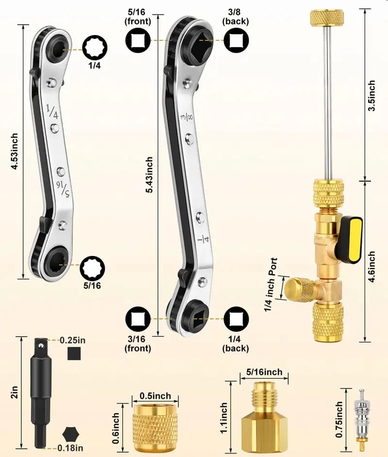 Valve Core Installation Kit with Refrigeration Ratchet