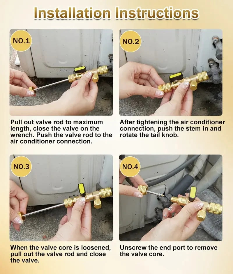 Refrigeration Ratchet Kit for Removing Valve Cores