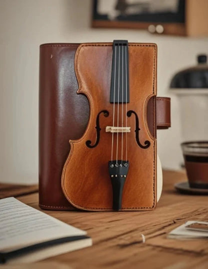 Purpose-Built Vintage Violin Leather Notebook - Retro Lined Journal