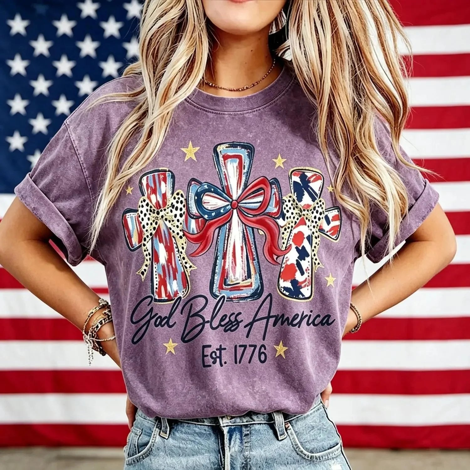 Comfort-Focused God Bless America Women – Gift Tee for Everyday Wear