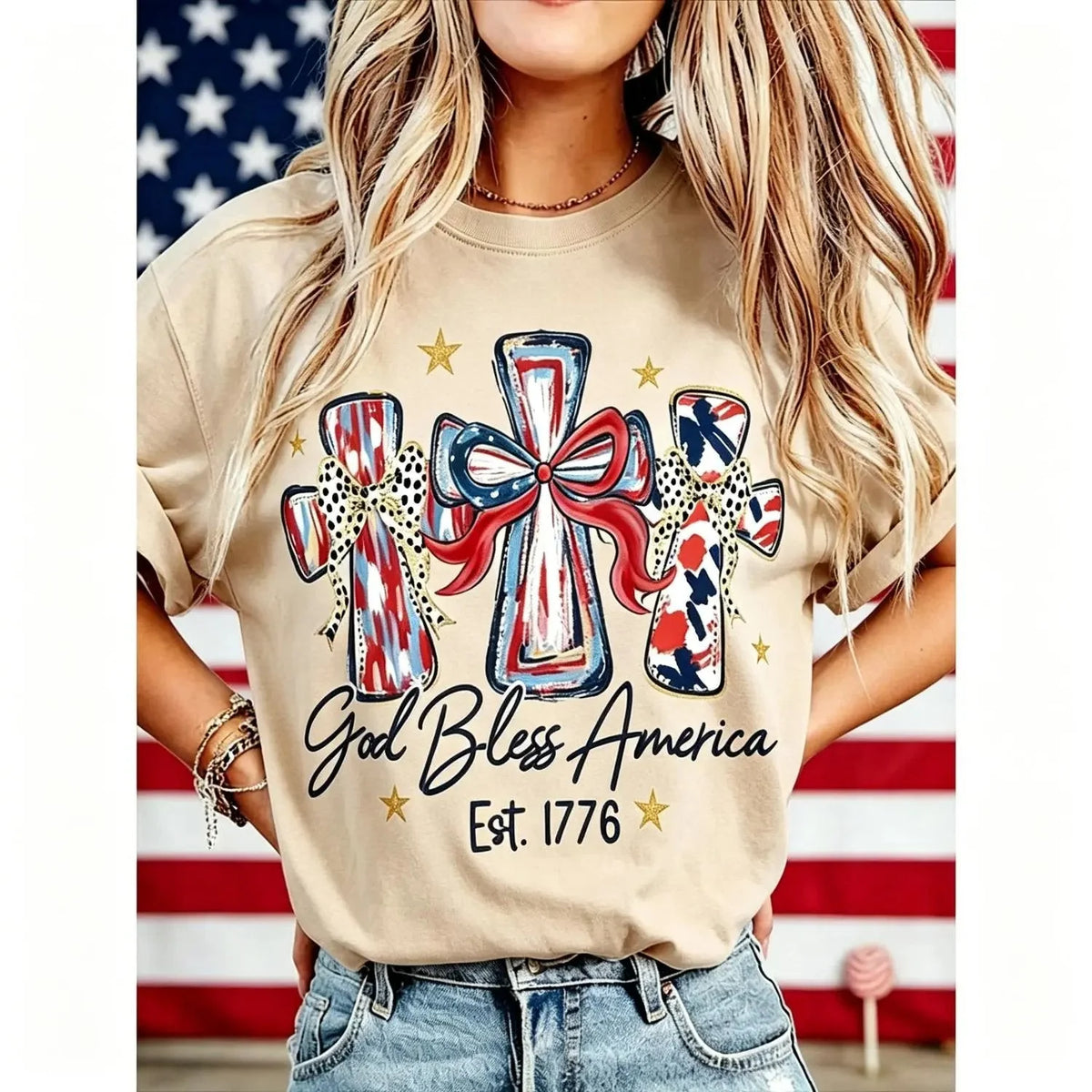 Comfort-Focused God Bless America Women – Gift Tee for Everyday Wear