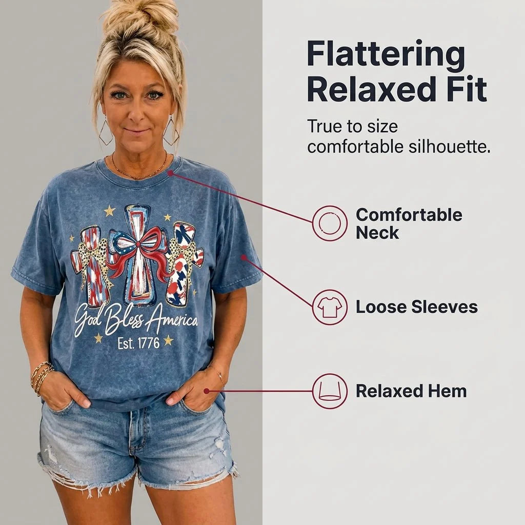 Comfort-Focused God Bless America Women – Gift Tee for Everyday Wear