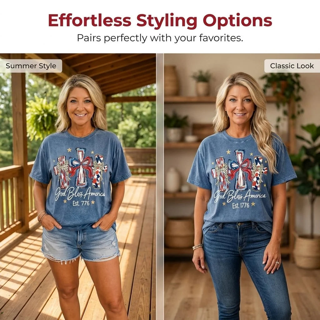 Comfort-Focused God Bless America Women – Gift Tee for Everyday Wear