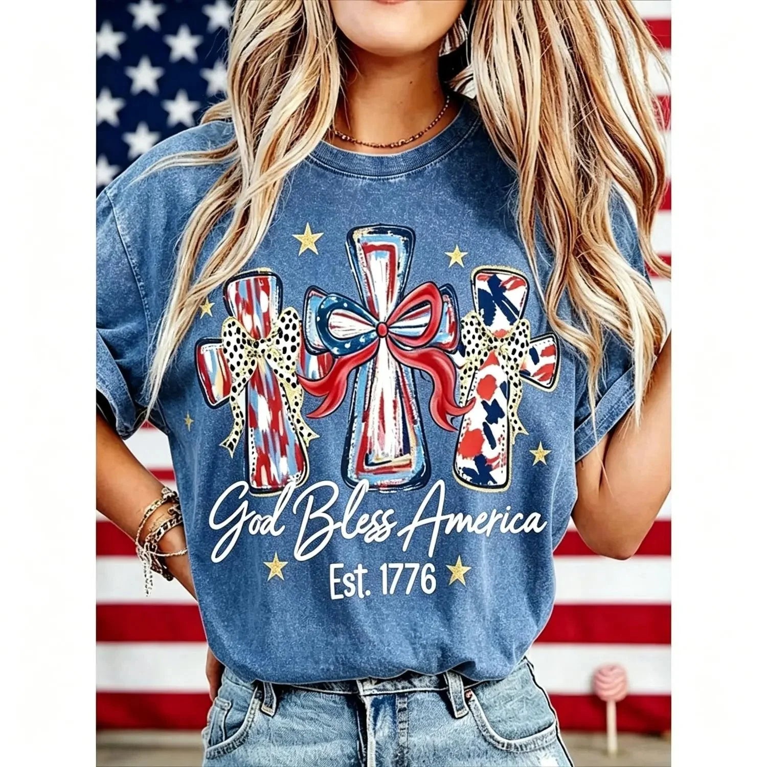 Comfort-Focused God Bless America Women – Gift Tee for Everyday Wear