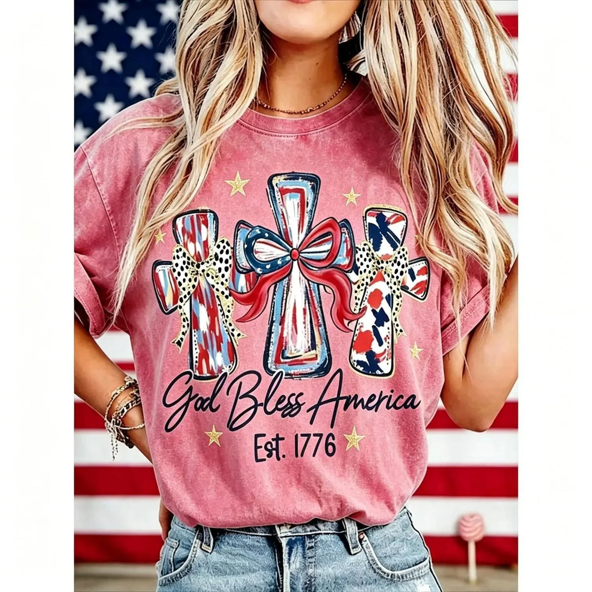 Comfort-Focused God Bless America Women – Gift Tee for Everyday Wear