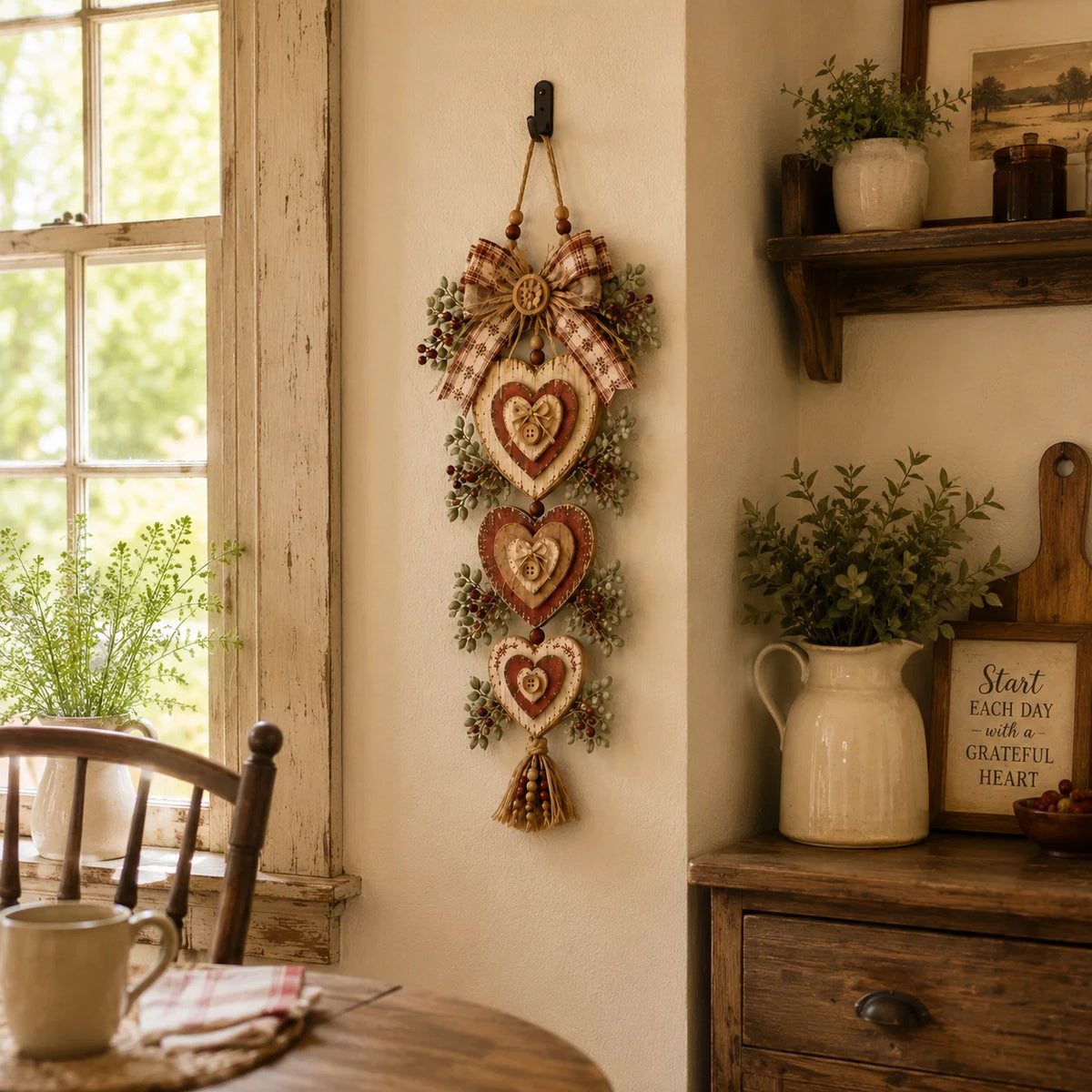 Layered Heart Hanging with Rustic Farmhouse Character