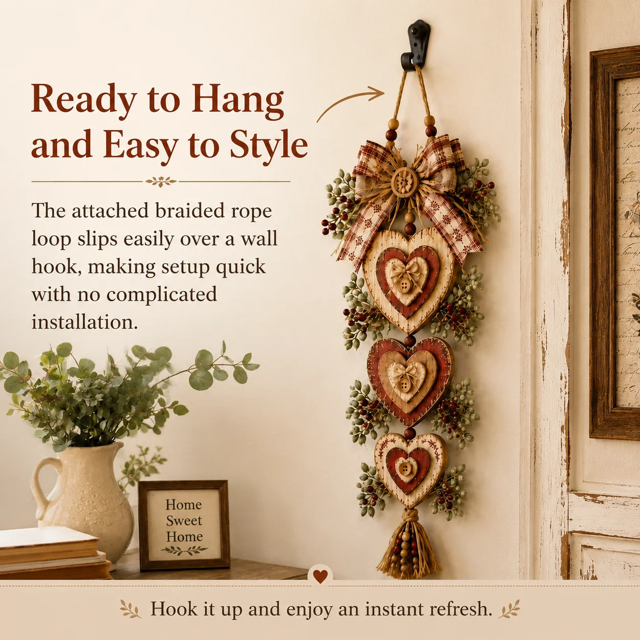Layered Heart Hanging with Rustic Farmhouse Character