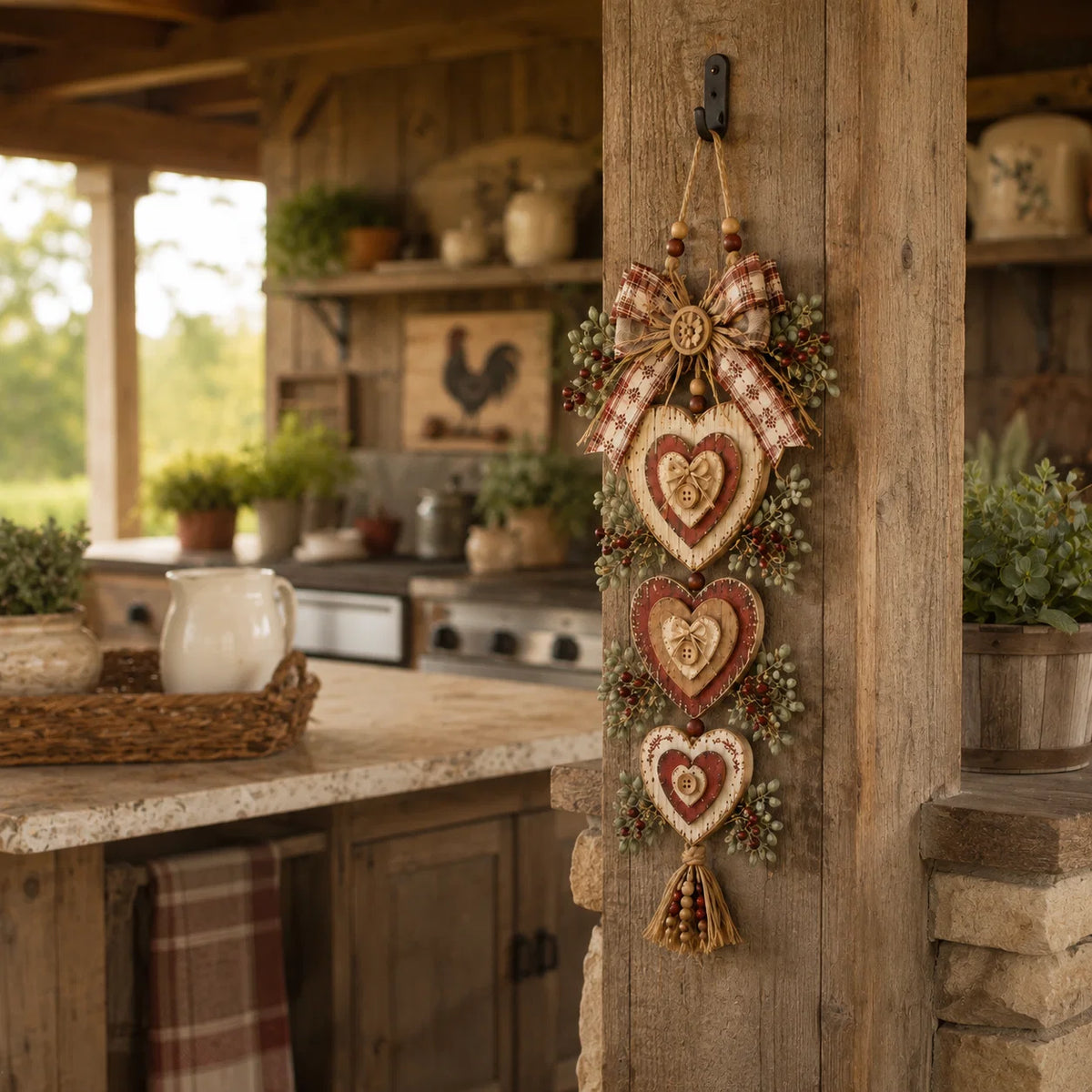 Layered Heart Hanging with Rustic Farmhouse Character