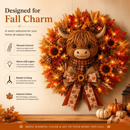 Lighted Retro Patchwork Pumpkin Door Hanger for Autumn Decor