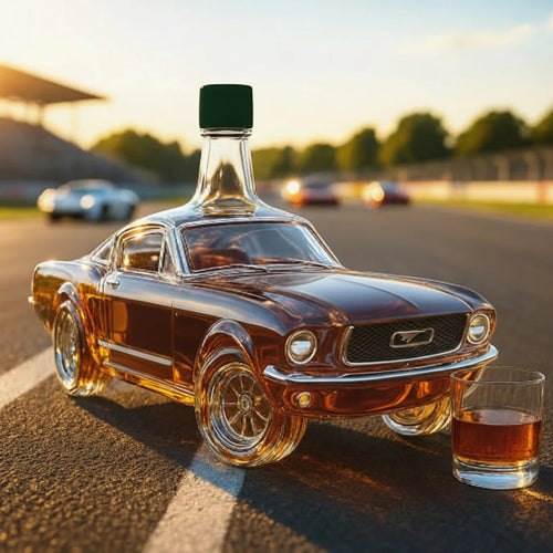 Hand-Blown Racing Car Glass Decanter for Whiskey and Spirits