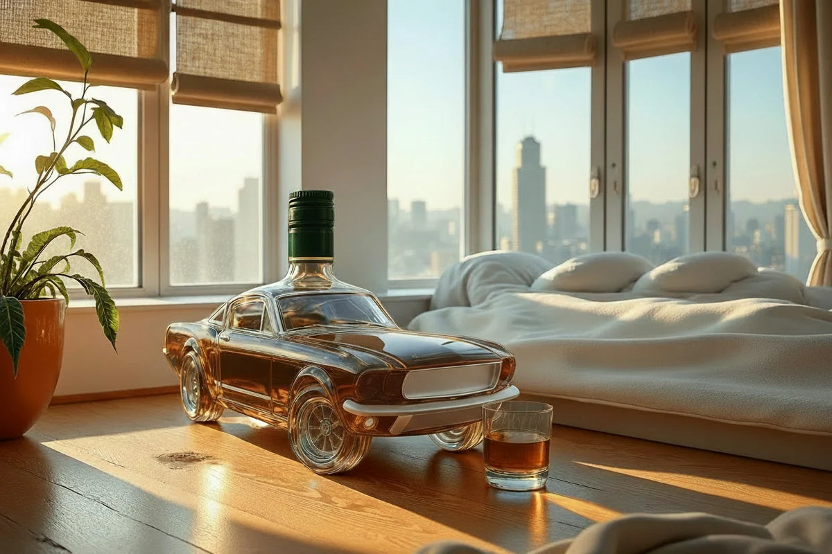Hand-Blown Racing Car Glass Decanter for Whiskey and Spirits